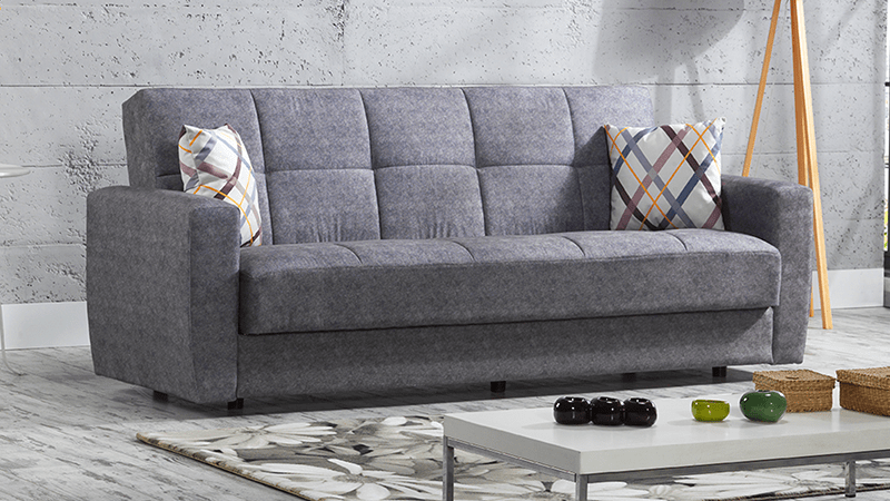 ספה אפורה עם משענת