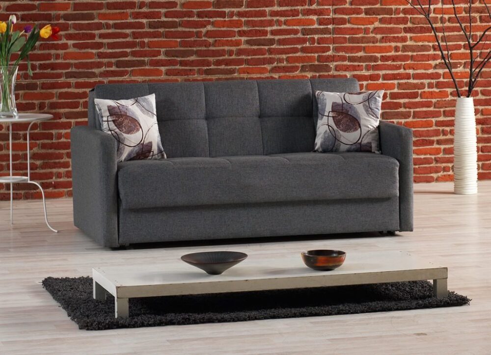 סלון אפור עם משענת