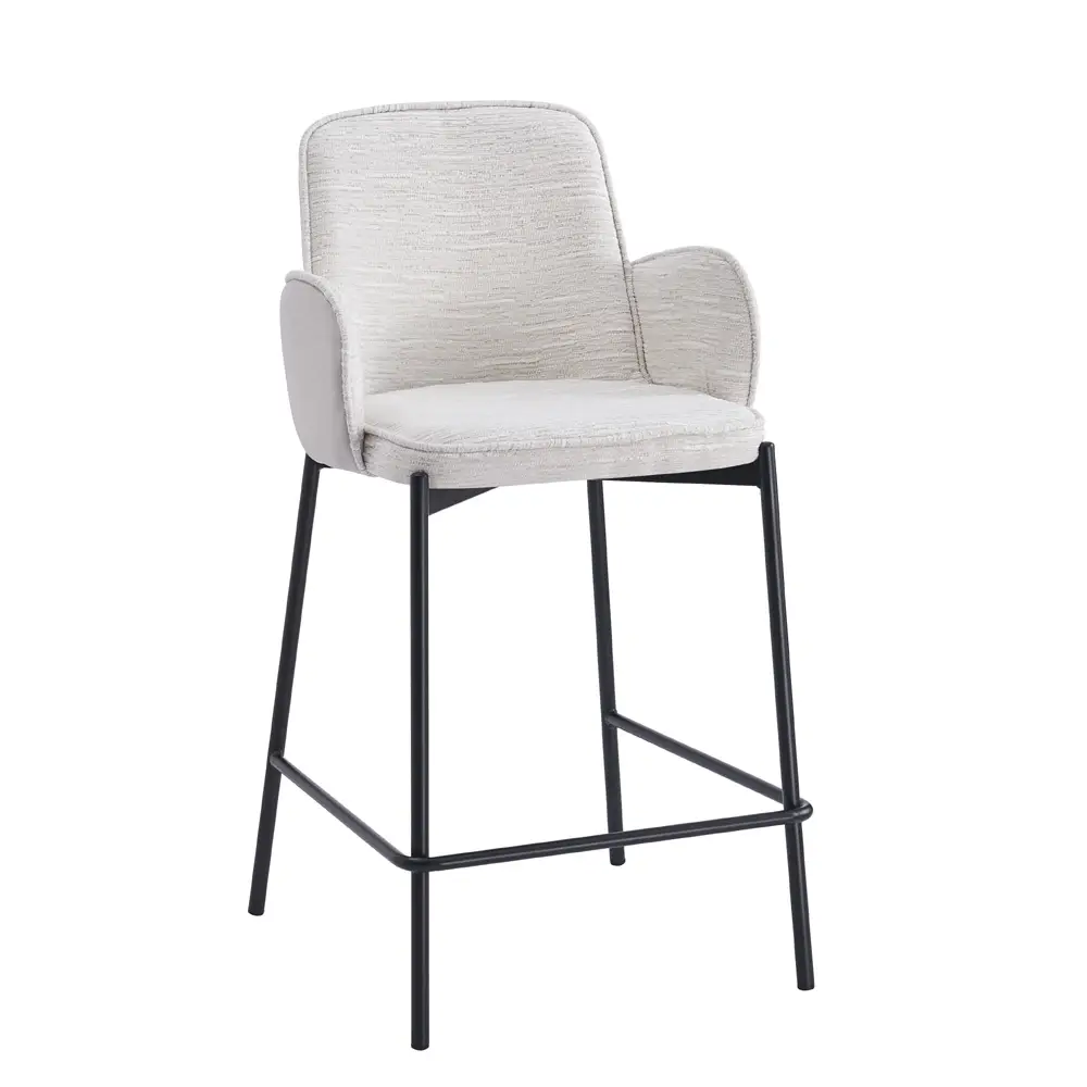 זוג כיסאות בר מעוצבים לפינת אוכל דגם אלסקה – קרם