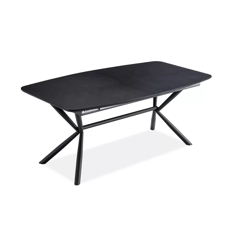 שולחן אוכל נפתח 1.8-2.7 מ’ עם רגלי ברזל דגם ניקולס - אלון שחור