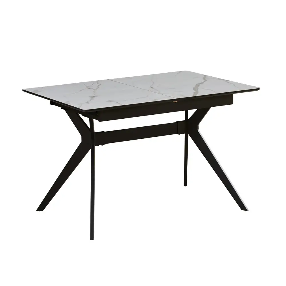 שולחן אוכל נפתח 1.4-2.4 מ’ עם רגלי ברזל דגם יוון-לבן