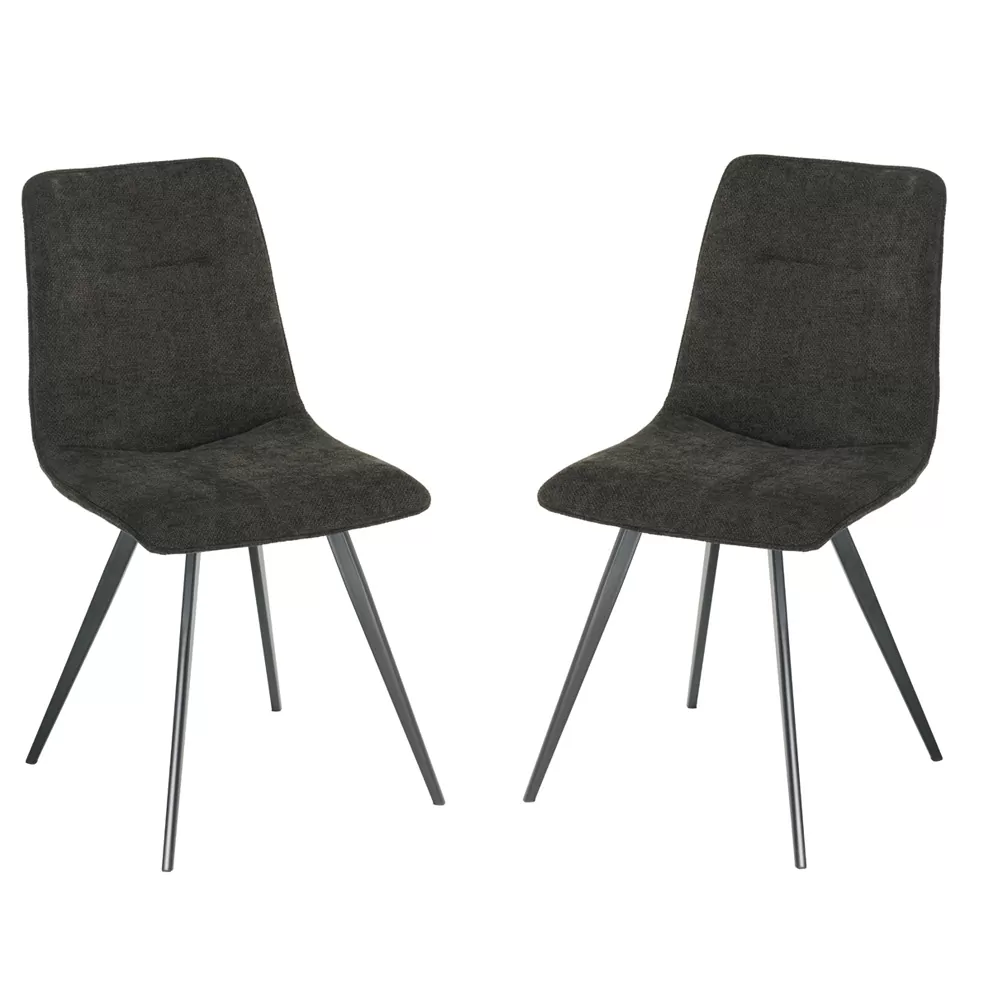 זוג כיסאות מעוצבים לפינת אוכל מרופדים בד דגם פלג – שחור