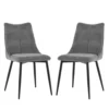 זוג כיסאות מעוצבים לפינת אוכל מרופדים בד רחיץ דגם דקל – אפור