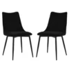 זוג כיסאות מעוצבים לפינת אוכל מרופדים בד רחיץ דגם דקל – שחור