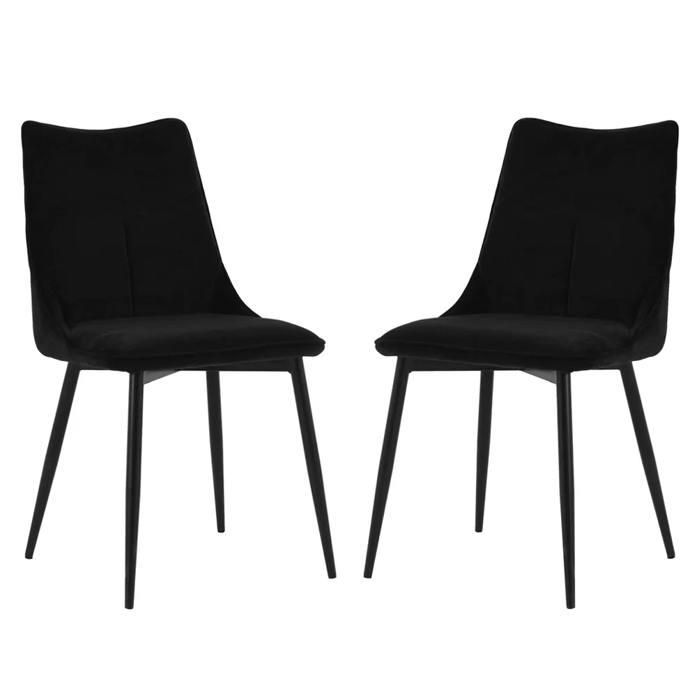 זוג כיסאות מעוצבים לפינת אוכל מרופדים בד רחיץ דגם דקל – שחור