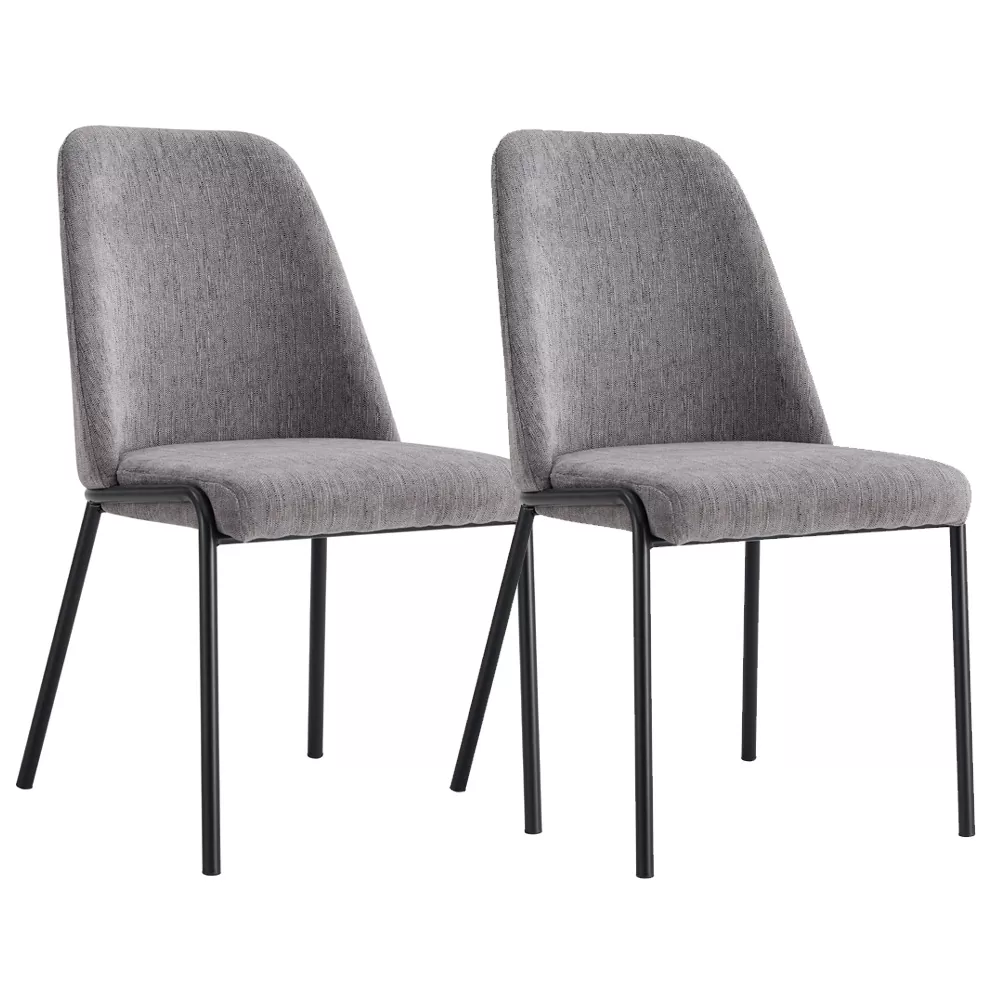 זוג כיסאות מעוצבים לפינת אוכל עם רגלי ברזל דגם אייל -אפור כהה