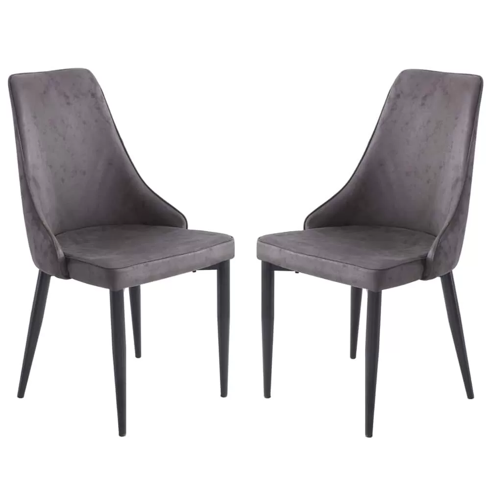 זוג כסאות מרופדים לפינת אוכל דגם ליאן-אפור