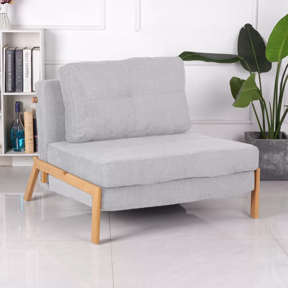 כורסא נפתחת למיטה מרופדת בד רחיץ דגם FM-W19 - אפור בהיר