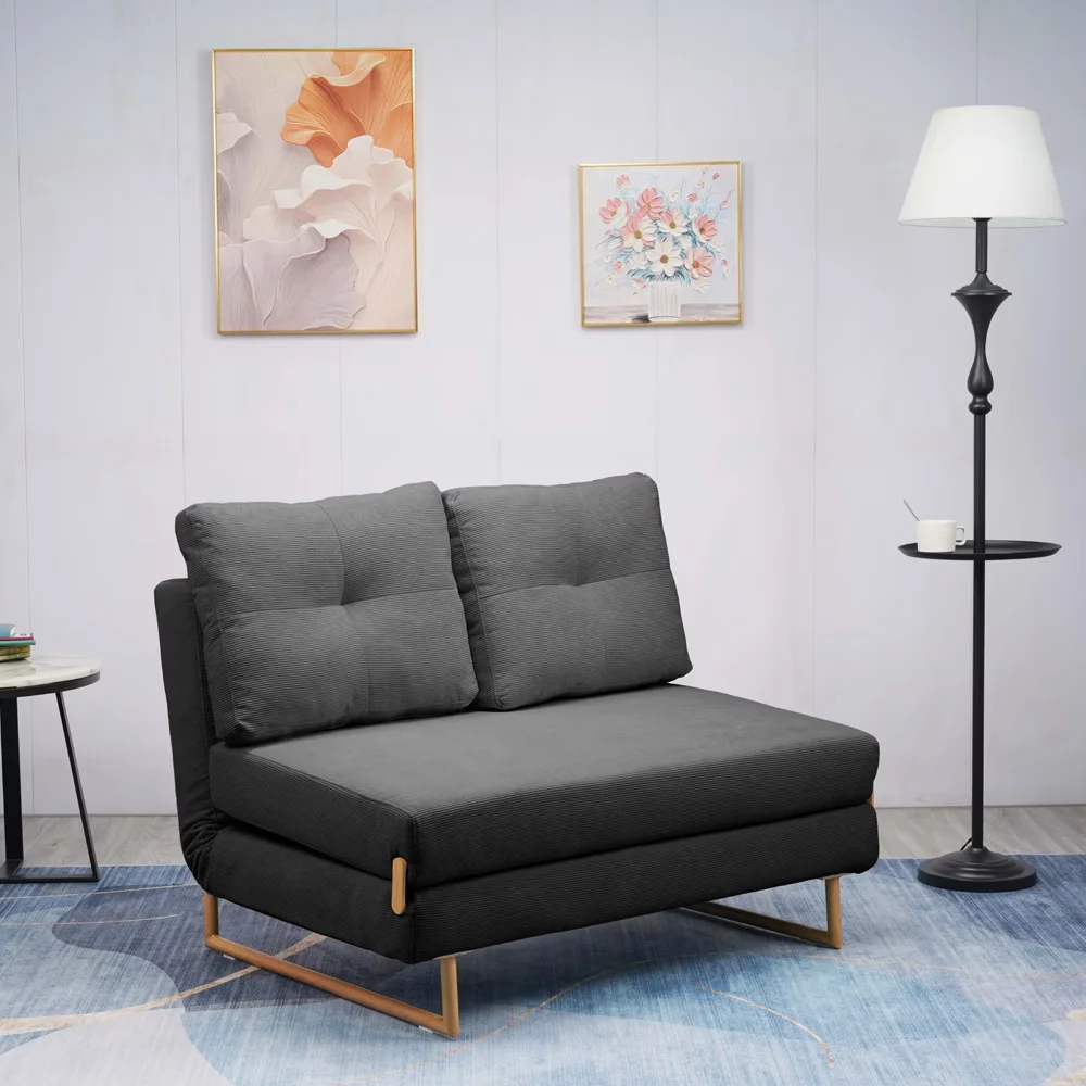 ספה 120 סמ נפתחת למיטה מרופדת בד קורדרוי דגם ליטל 120-אפור