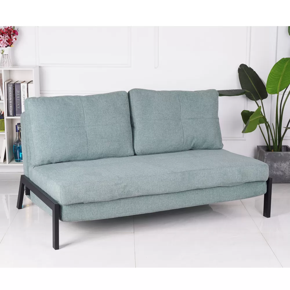 ספה מעוצבת מרופדת בד רחיץ ונפתחת למיטה זוגית דגם FM-W19-ירוק