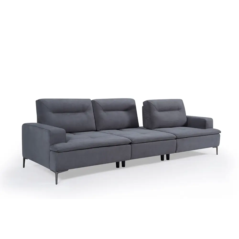 ספה רחבה 3 מטר עם משענות מתכווננות בבד נאפה דגם 533-אפור כהה