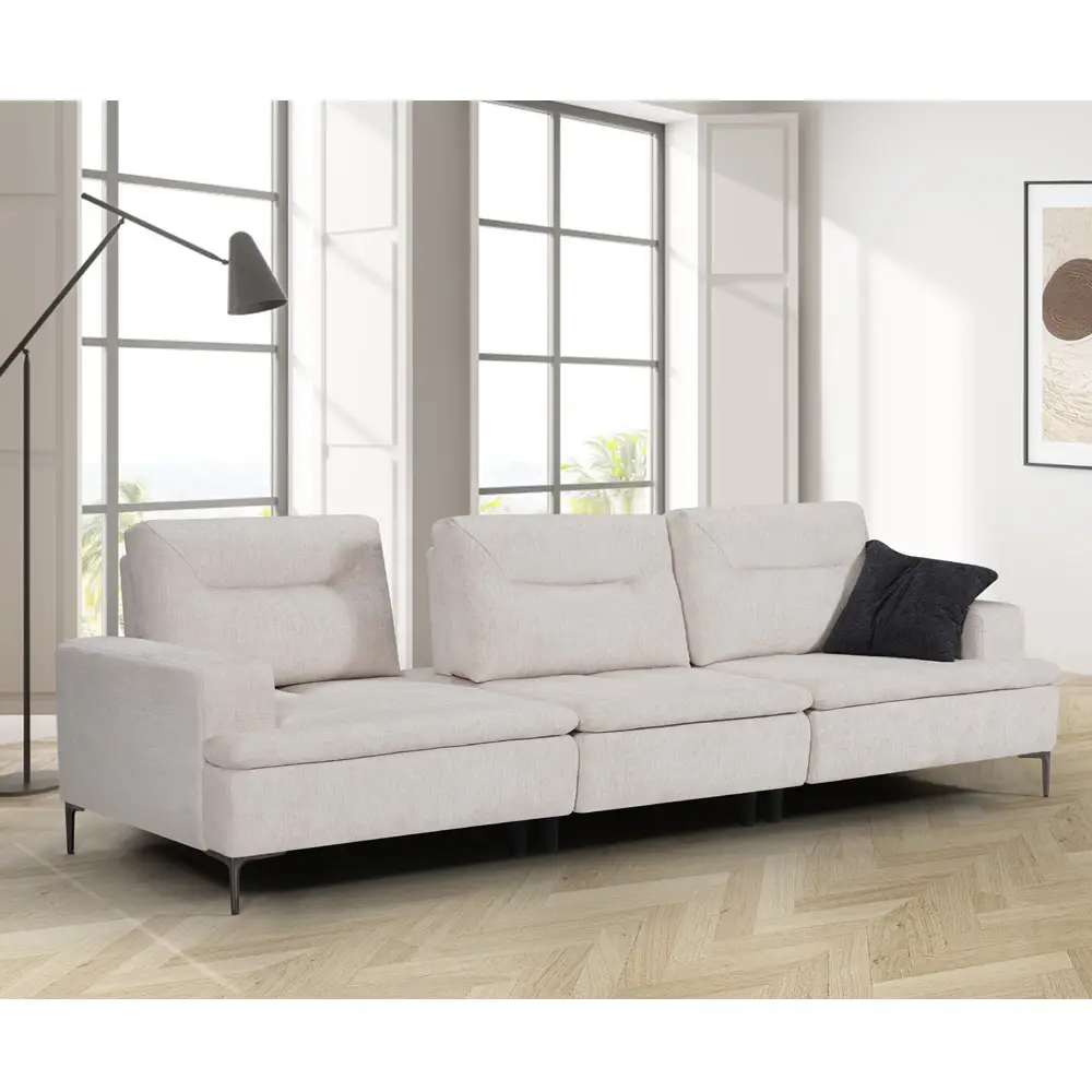 ספה רחבה 3 מטר עם משענות מתכווננות בבד רחיץ דגם 533-בז’