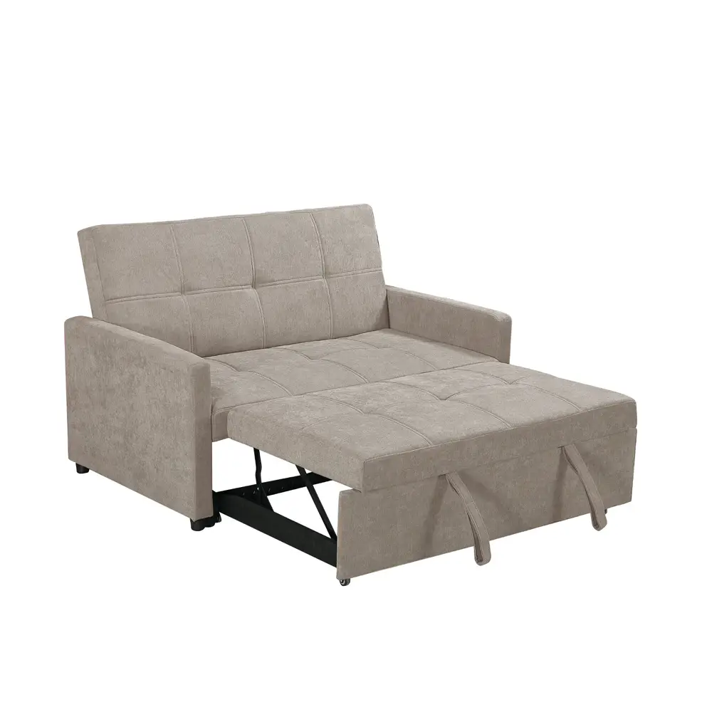 ספה תלת מושבית נפתחת למיטה זוגית עם ראש מתכוונן דגם אורנת 160-קפוצ'ינו