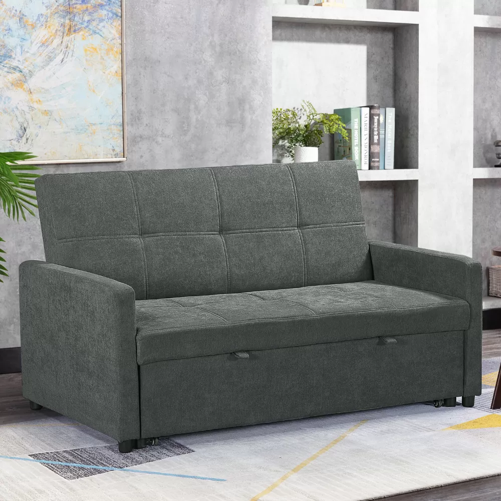 ספה תלת מושבית נפתחת למיטה זוגית עם ראש מתכוונן דגם אורנת-160