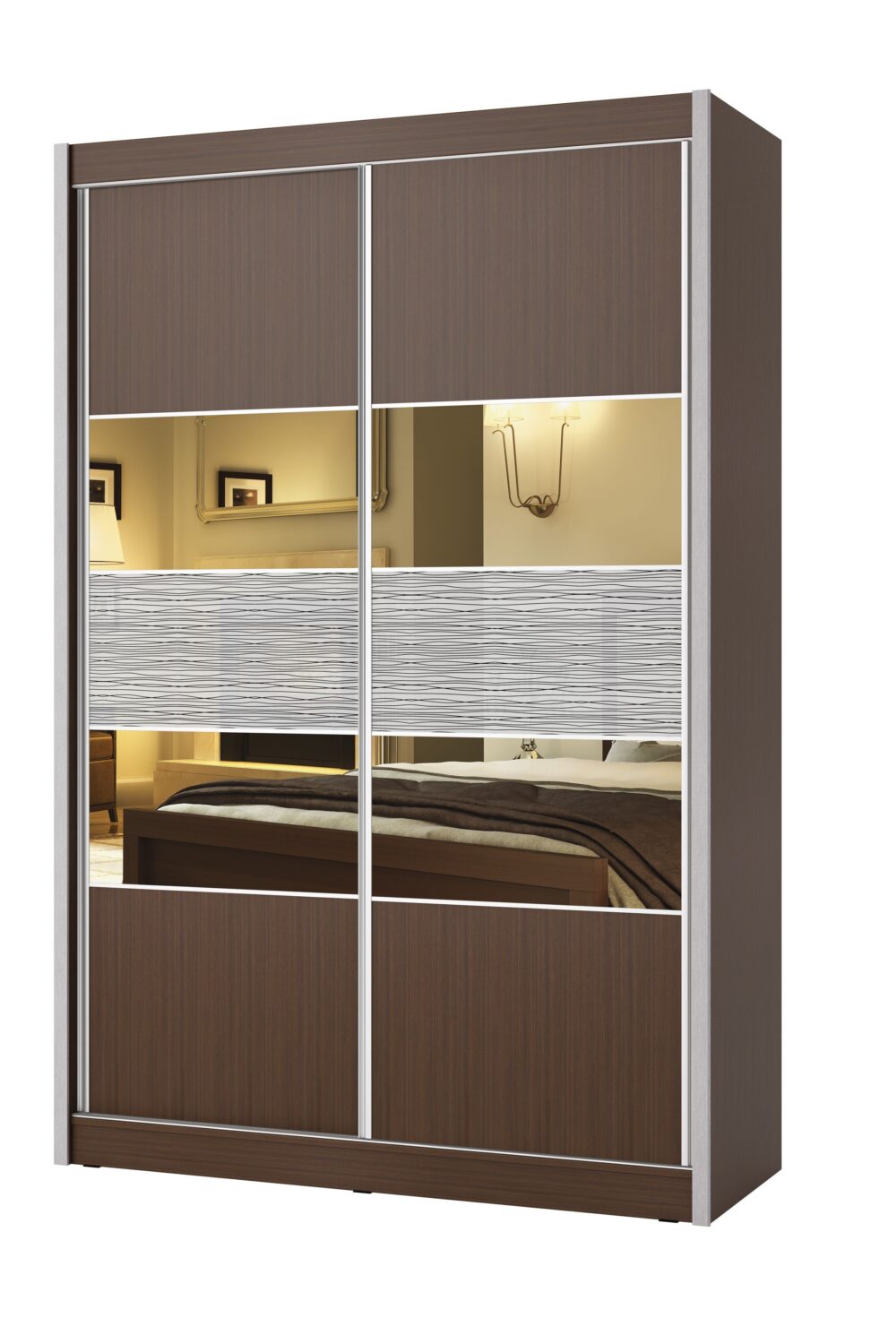 ארון הזזה 2 דלתות משולב מראה דגם - ולנטינה