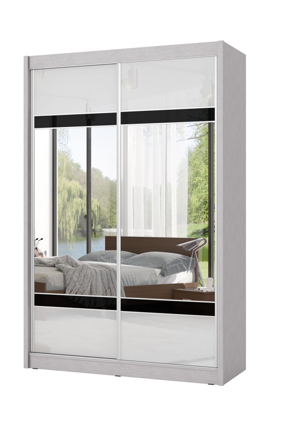 ארון הזזה 2 דלתות משולב מראה דגם - אמור